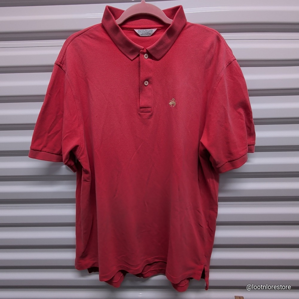 Brooks Brothers Golden Fleece XL Mens Red Pique Cotton Polo Shirt Made in USA — photo 2